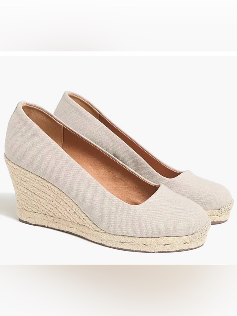 J. Crew Canvas Espadrille Wedges in Cream/Tan. Size 7 -Worn inside twice. EUC